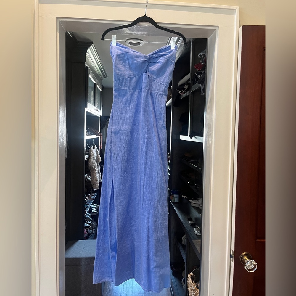 Blanco - Lilac/Blue Strapless Asymmetrical Slip Dress Size L